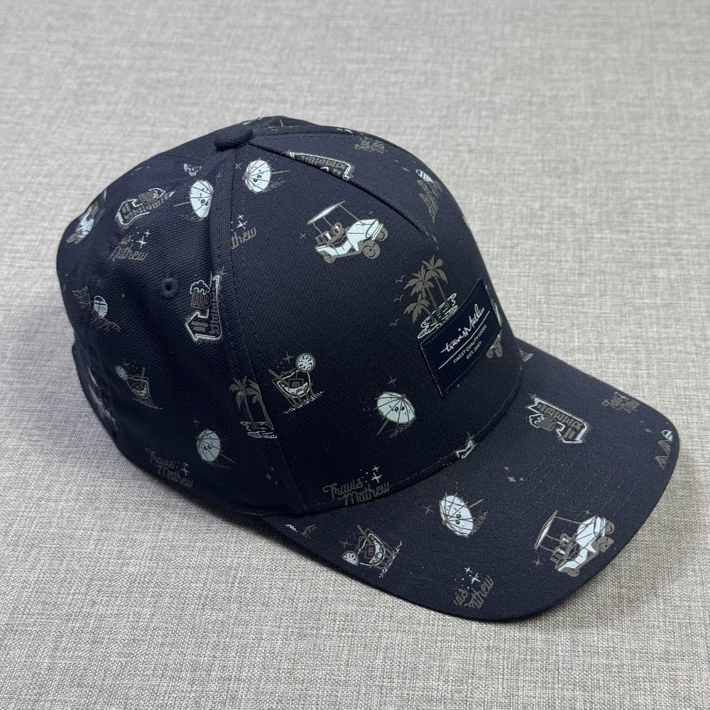 Travis Mathew Golf Hat Cap Mens Snapback One Size Blue Beach Pattern Embroidered